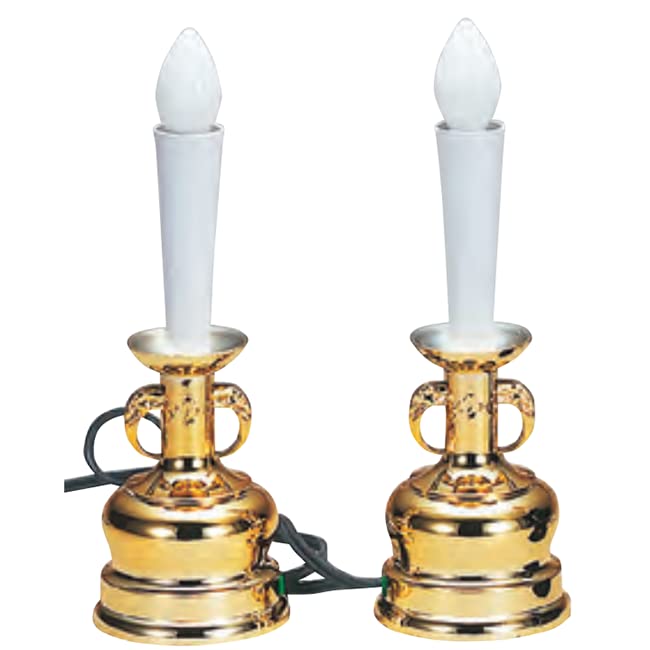 

Sunmany Electric Candles, Incandescent Bulbs, Outlet Type, Set of 2, Authentic, Classic Candlestick Included, Modern Buddhist Altar Accessories,