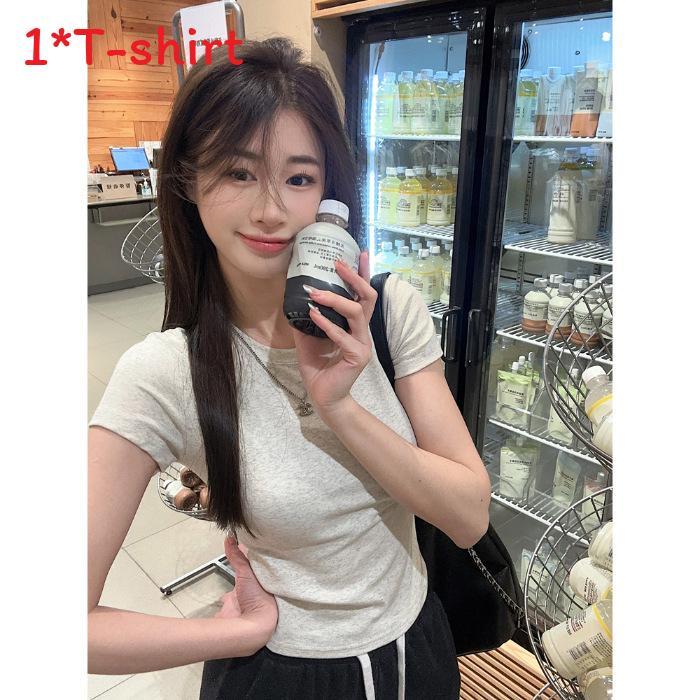 Tshirt For Women Summer Cotton Blend Short Sleeve Slim Fit Casual Top