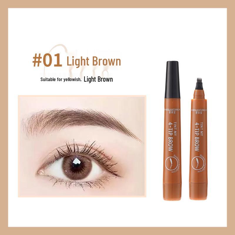 Four-Tip Waterproof Smudge-Proof Long-Lasting Liquid Eyebrow Pencil with Chinese and English Instructions