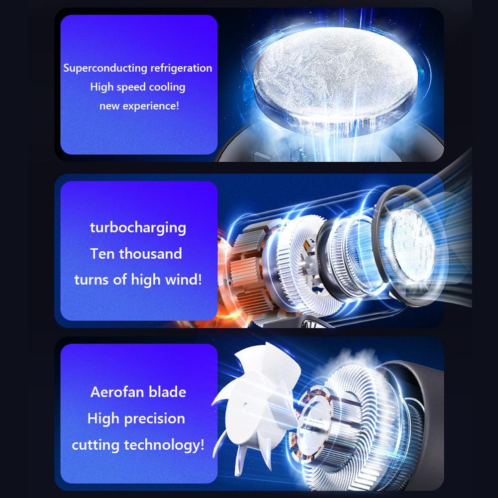 Portable Mini Folding Fan with LED Display Lightweight USB Rechargeable Personal Turbo Fan for Camping and Hiking