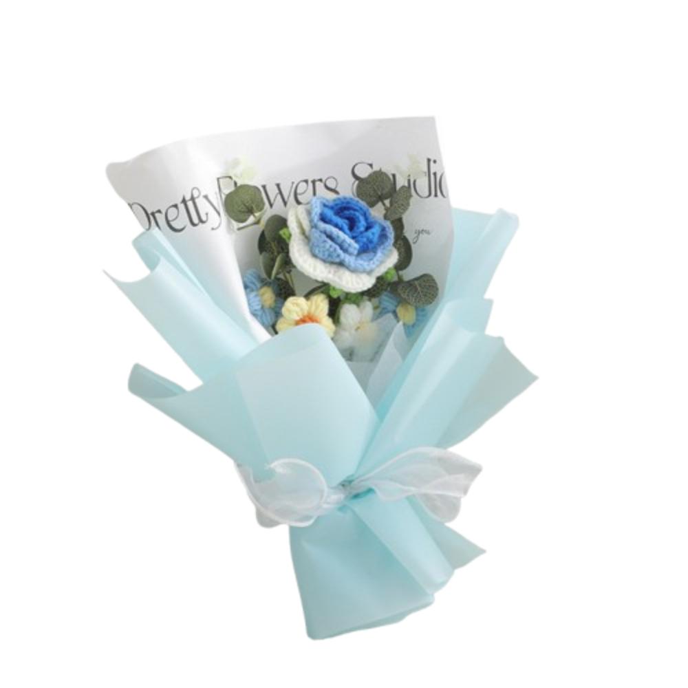 Soft Yarn Handwoven Rose Daisy Bouquet Korean Style Crochet Sunflower Flowers  Anniversary