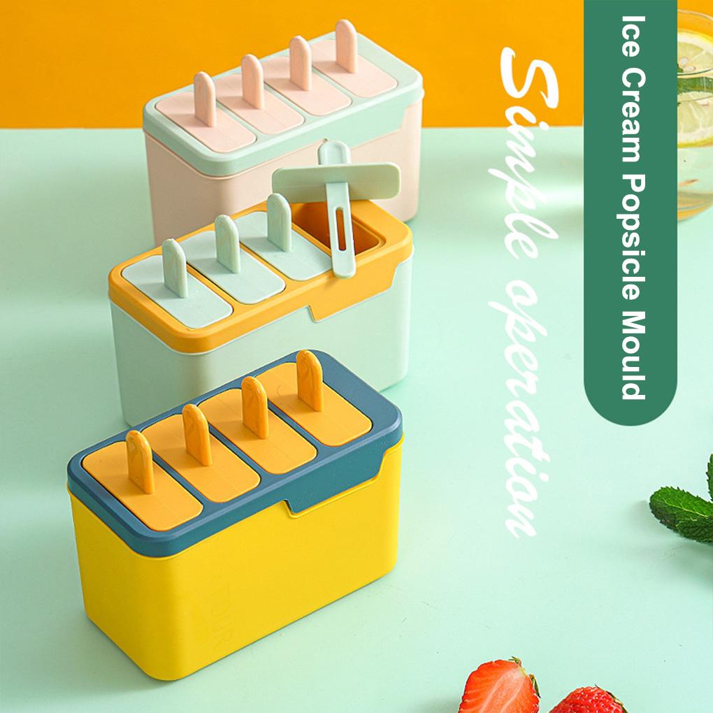 Ice Cream Mold 4 Cavity Silicone Dessert Handmade Homemade Making Mould Washable Juice Freezer Maker Household Bar Supply