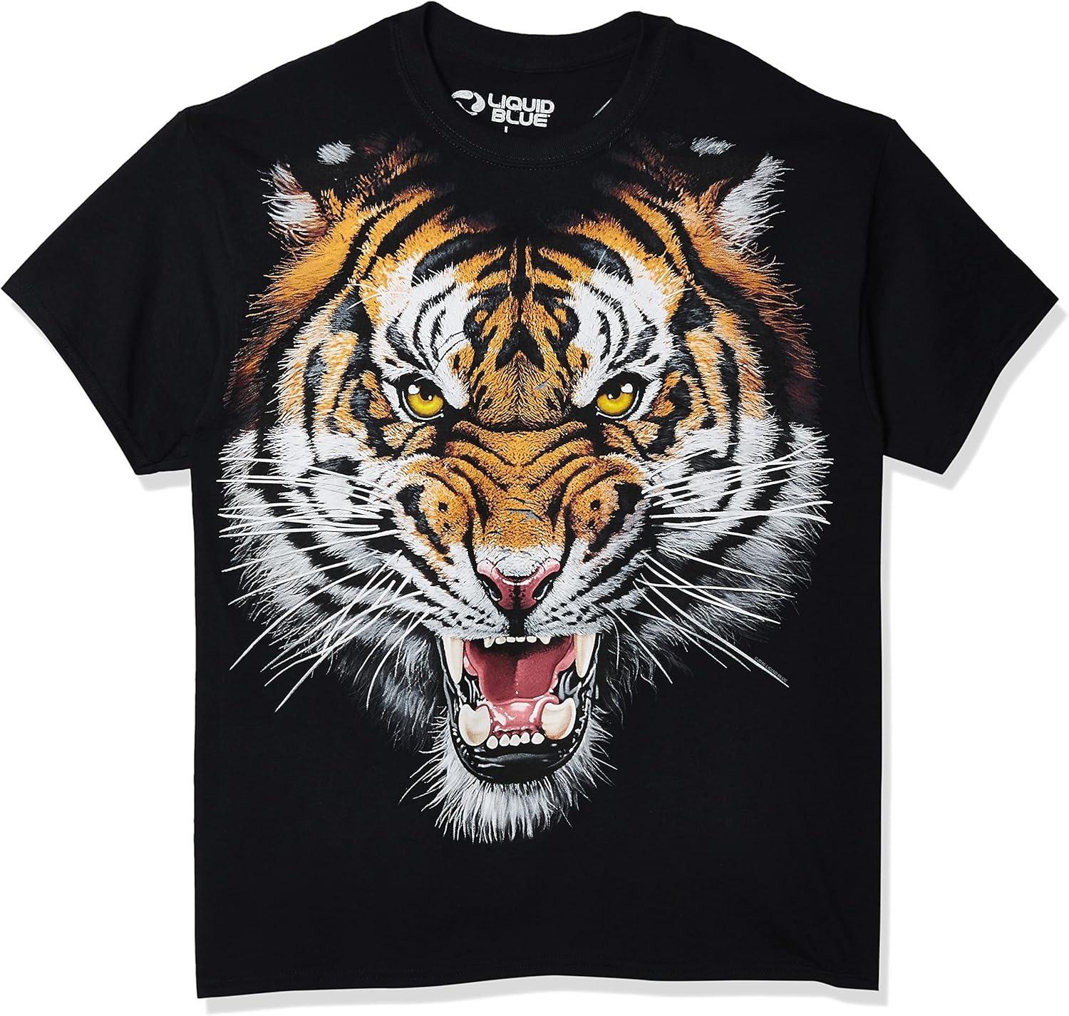 Liquid Blue Men s Tiger Face T-Shirt S