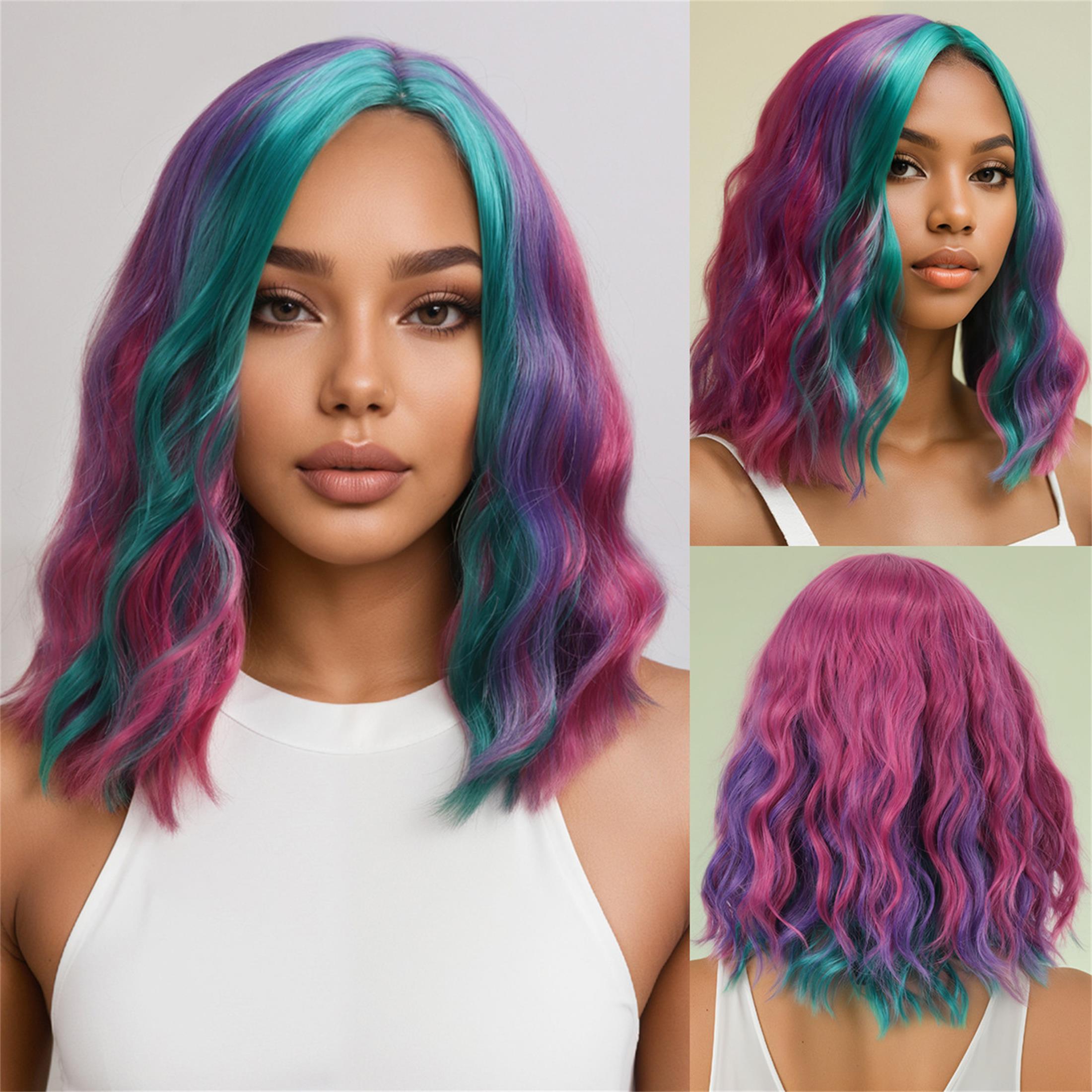 

New Color Partial Bubble Face Short Curly Hair Synthetic Wig | Christmas Fashion Dress Style High Quality Rose Net Breathable Wig