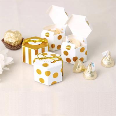 Mini Schöne Gold Runde Polka Dot Gold Gestreiften Papier Candy Boxen Für Baby Dusche geschenk box Geburtstag Hochzeit Party Favor Box