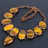Tiger's Eye Copper Electroformed Necklace with Adjustable Chain, Handmade Gemstone Jewelry Necklace For Memorial Day