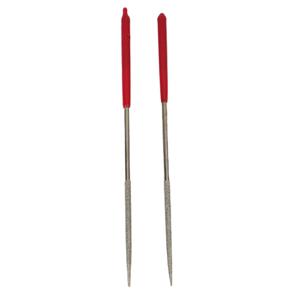 Industrial Diamond Files Silver Tone + Red 2 Pcs 3 X 140 Mm