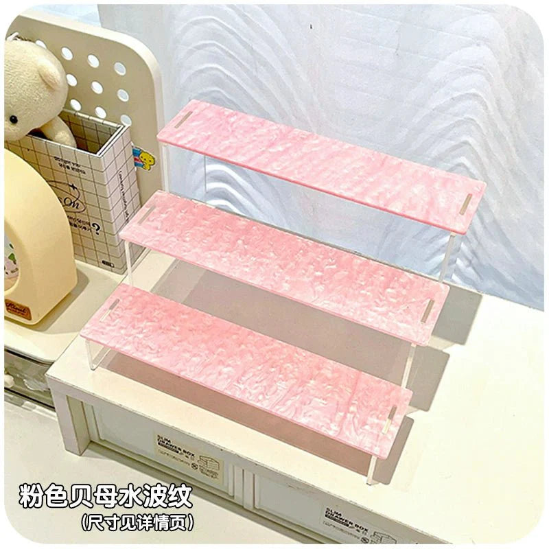 Anime Goods Display | Water ripple Acrylic Display Stand Small Storage Shelf розовый