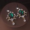 High-end and Stylish New Design Necklace + a Pair of Earrings Set with Red and Green Water Drop Pendants, Bridal Accessories, Evening Party