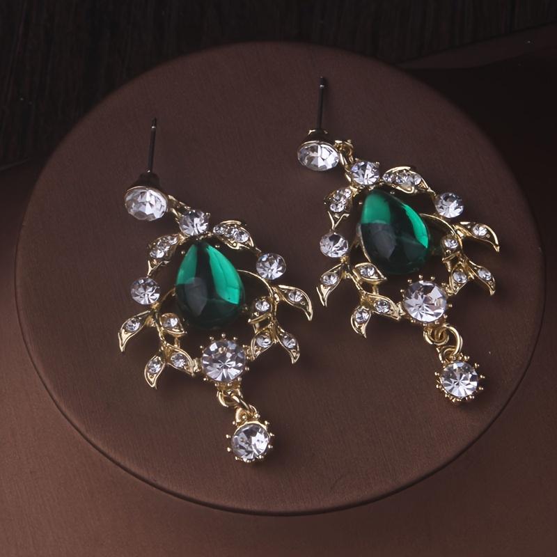 High-end and Stylish New Design Necklace + a Pair of Earrings Set with Red and Green Water Drop Pendants, Bridal Accessories, Evening Party