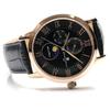 [Salvatore Marra] Watch Moon Phase Multi-Calendar 50m Waterproof Business Formal Men's Leather Strap Limited Edition Black Pink Gold