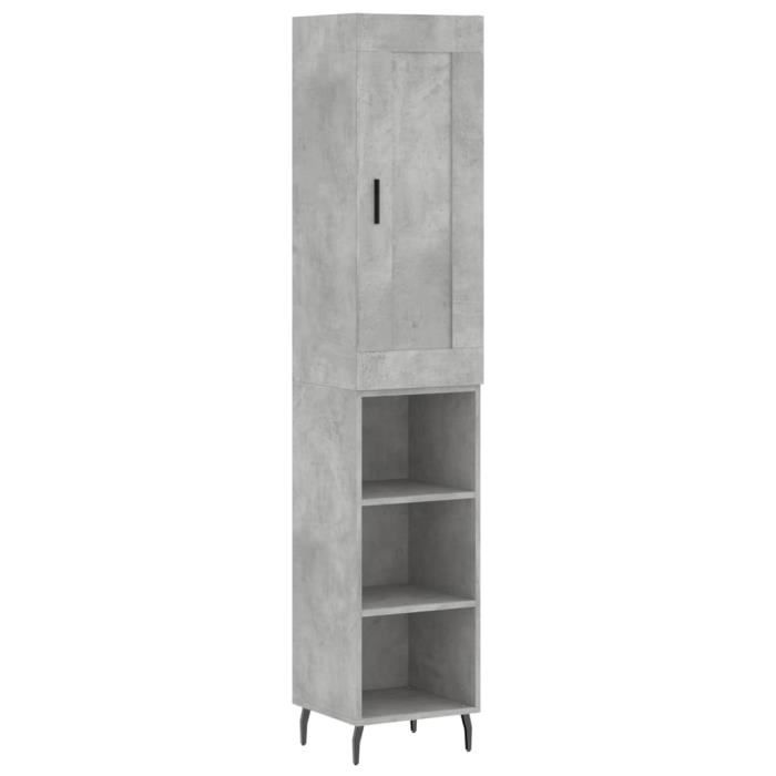 VidaXL Buffet haut Gris béton 34,5x34x180 cm Bois d'ingénierie 3200341