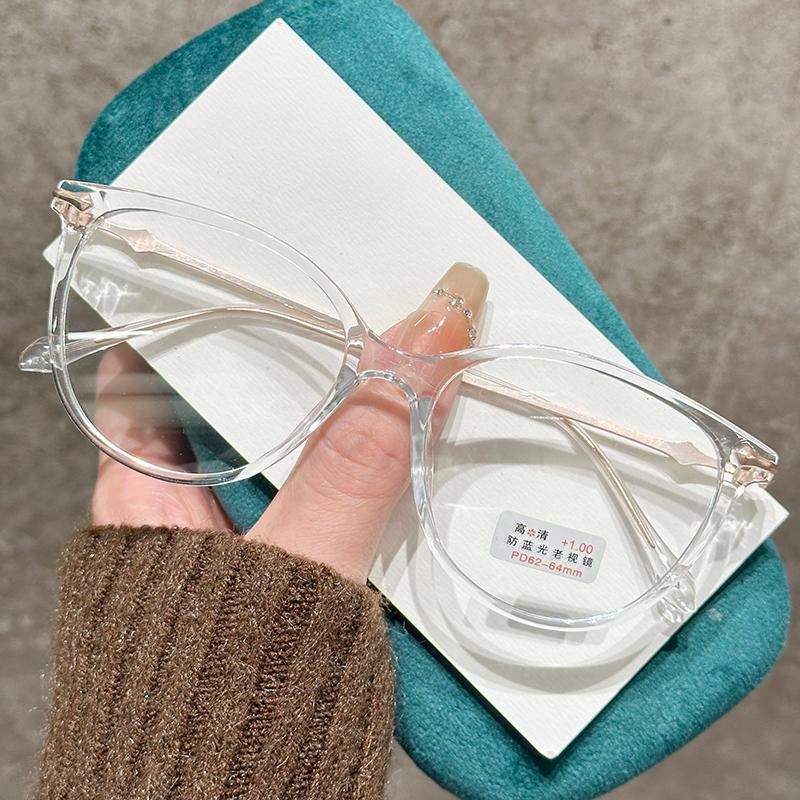 

New Fashionable Reading Glasses For Men And Women Retro Oval Cat-Eye Frames Presbyopia Glasses Blue Light Blocking Glasses +4.0