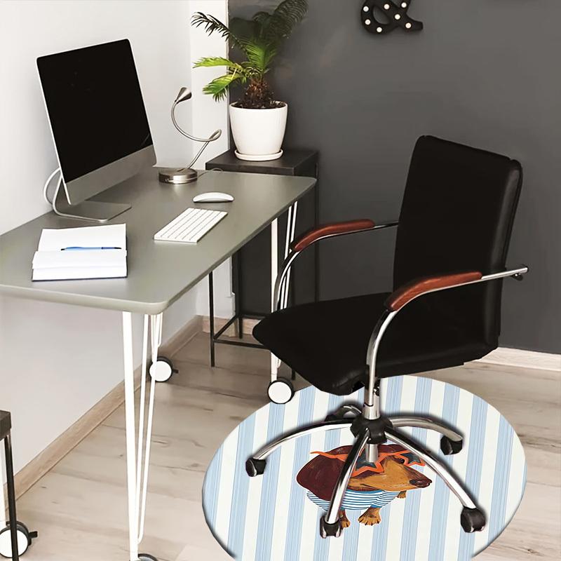 

1pc Office Carpet Chair Mats Dachshund with Star Sunglasses on Stripes Perfect for Decorating Office Chairs, Living Rooms, Or Bedrooms.YDT113 80cm by 80cm