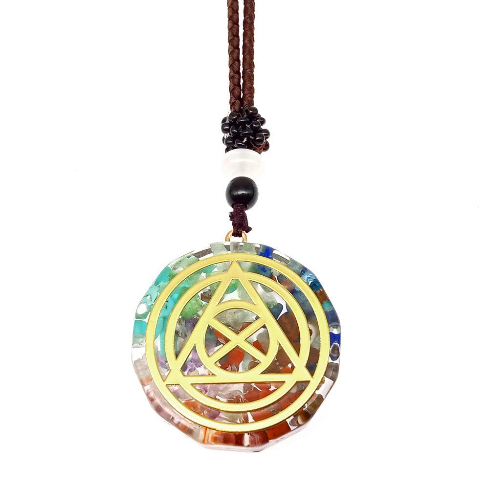 

Семицветное ожерелье-подвеска для йоги из натурального камня с цепочкой из розовой хрустальной смолы