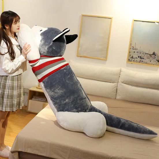 Peluche de Husky con Suéter Removible, Almohada Suave de Animal de Peluche para Cama, Sofá, Oficina, Viajes, Alivio del Estrés, Compañero, Lindo Juguete de Perro, Regalo