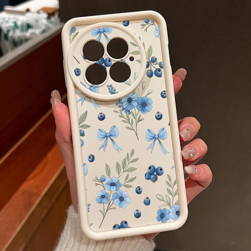 Blueberry Bowknots Floral Pattern Case For OnePlus 15 13 13T 12 Shockproof Bumper Soft Silicone Cover For Oneplus Nord 5 13R 12R 11R 5G
