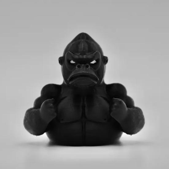 Black Gorilla Duck Figurine 3D Printed Muscle Orangutan Duck Statue Animal Sculpture Home Office Desktop Car Dashboard Decoration Ornament