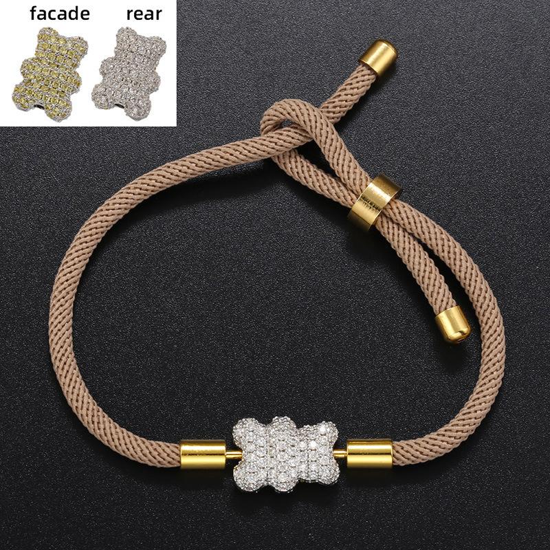Woven Hand Rope Full Diamond Double-Sided Two-Color Bear Bracelet Color Jewelry Accessories Vl207