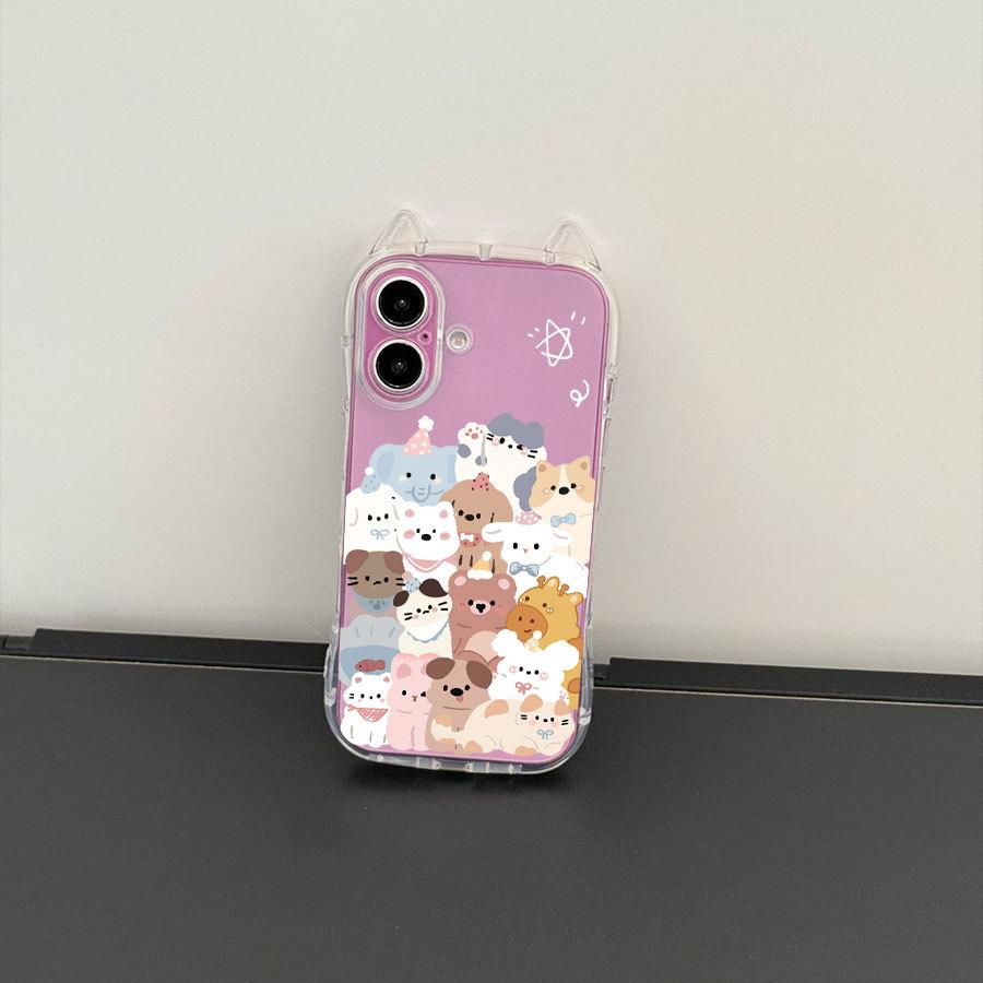 Small animal cartoon for Apple 11 11promax cat ears mobile phone case new popular 11 11 transparent 11