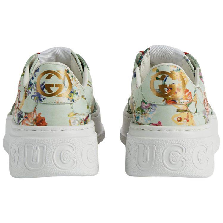 GUCCI Chunky B Soave Amore Cookies Shoes Leather Low top Stylish Skateboarding Shoes Women's Mint Green 710977 AAANZ 3936