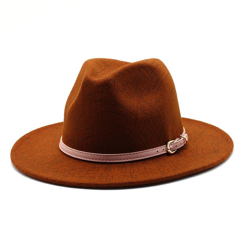 Ethnic Style Woolen Big-Brimmed Jazz Top Hat For Men And Women 9.5Cm Big-Edged Jazz Hat Church Hat