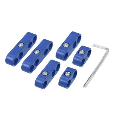 Car Engine Spark Plug Wire Separator Loom Divider Organizer Clamp Aluminum Alloy Blue 1 Set 7mm-8mm