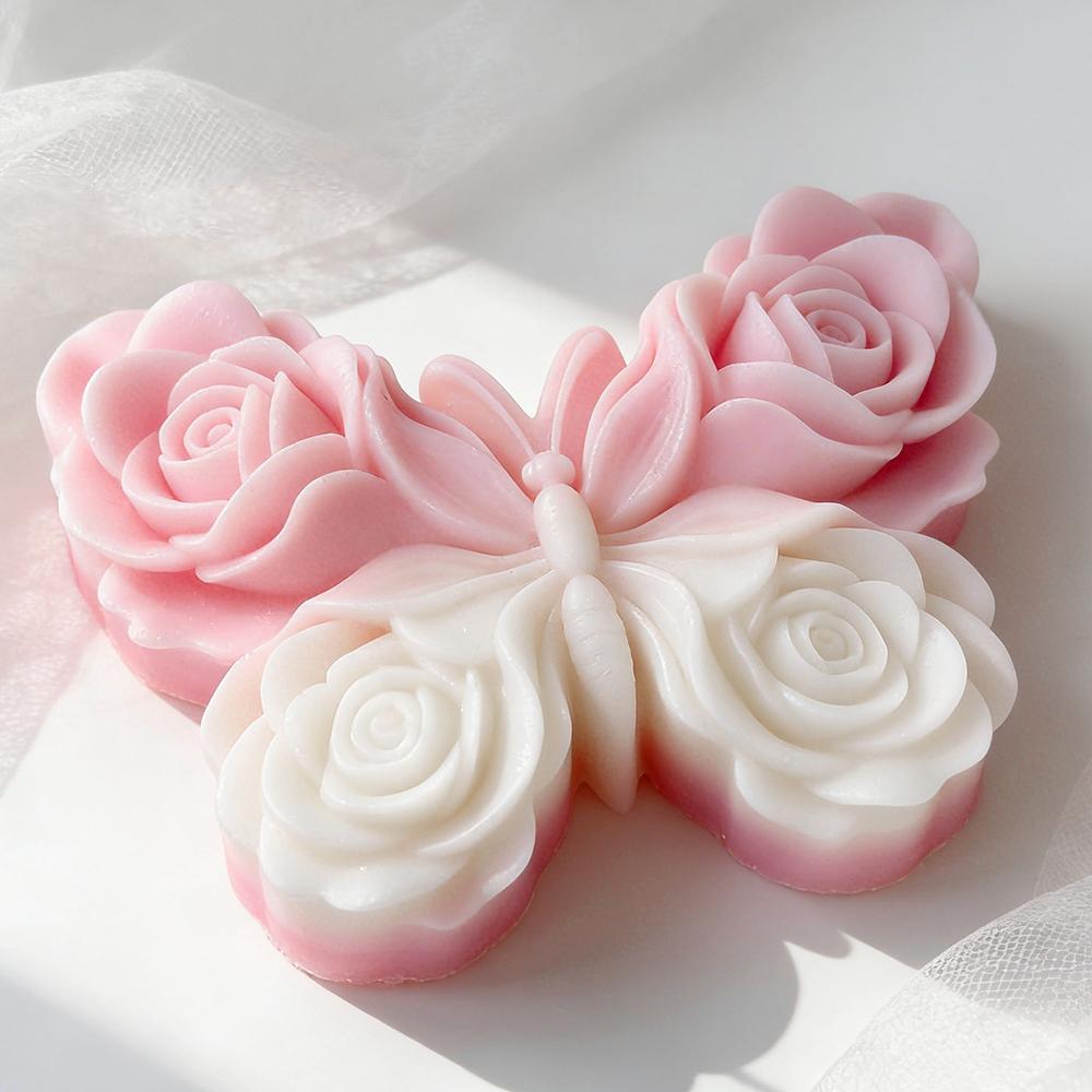 DIY Rose Butterfly Aroma Candle Silicone Mold Creative Handmade Soap Aroma Candle Gypsum Resin Mold Home Decoration Gift