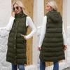 Women’s Coats Hooded Sleeves Long Style Solid Color Vest Quilted Jacket Autumn Winter Thick Warm Outer Wear