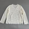 Camisa Branca Creme com Renda e Decote V de Manga Longa Feminina - Top Casual para Primavera e Outono