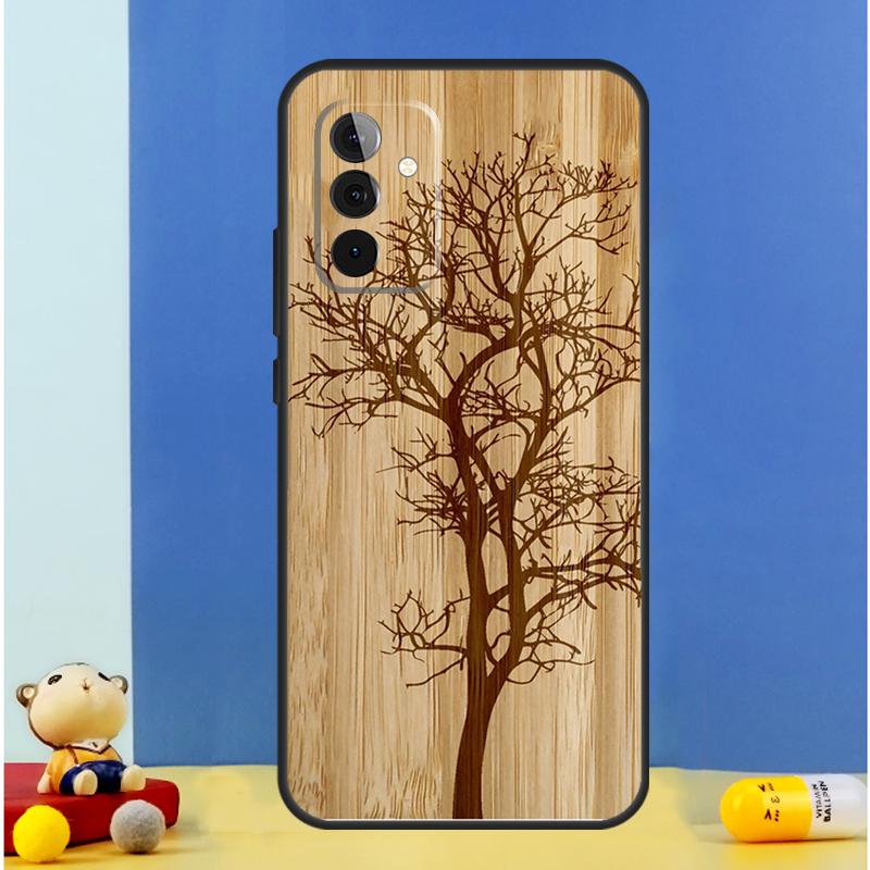 Tree Flower Bamboo Wood Case For Samsung Galaxy A14 A24 A34 A54 A53 A33 A13 A52 A32 A22 A12 A71 A51 A15 A25 Coque