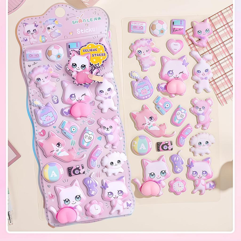 ZHEJIA 3D Squishy Butt Stickers Super Stress Pop Stickers for Sticker Diary Reward Sparkly Decorative Stickers for Kids and DIY Decor for Water and