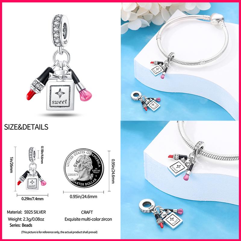 100% Copper High Heels Lipstick Lifestyle Collection Charm Beads For Brand Original Bracelet Diy Jewelry