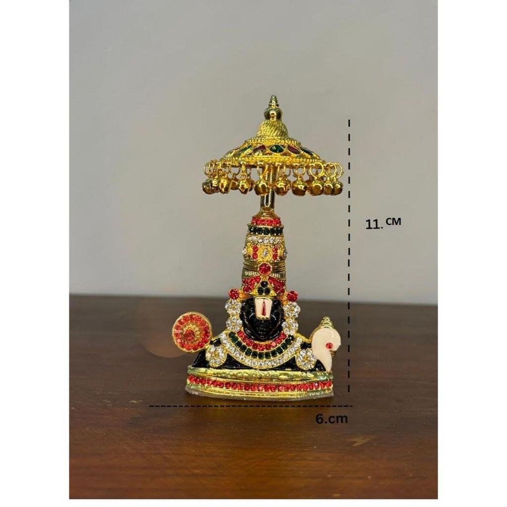 Balaji Tirupati Lord Venkateswara Auto Armaturenbrett Idol mit Kristallsteinen Hindu Gott