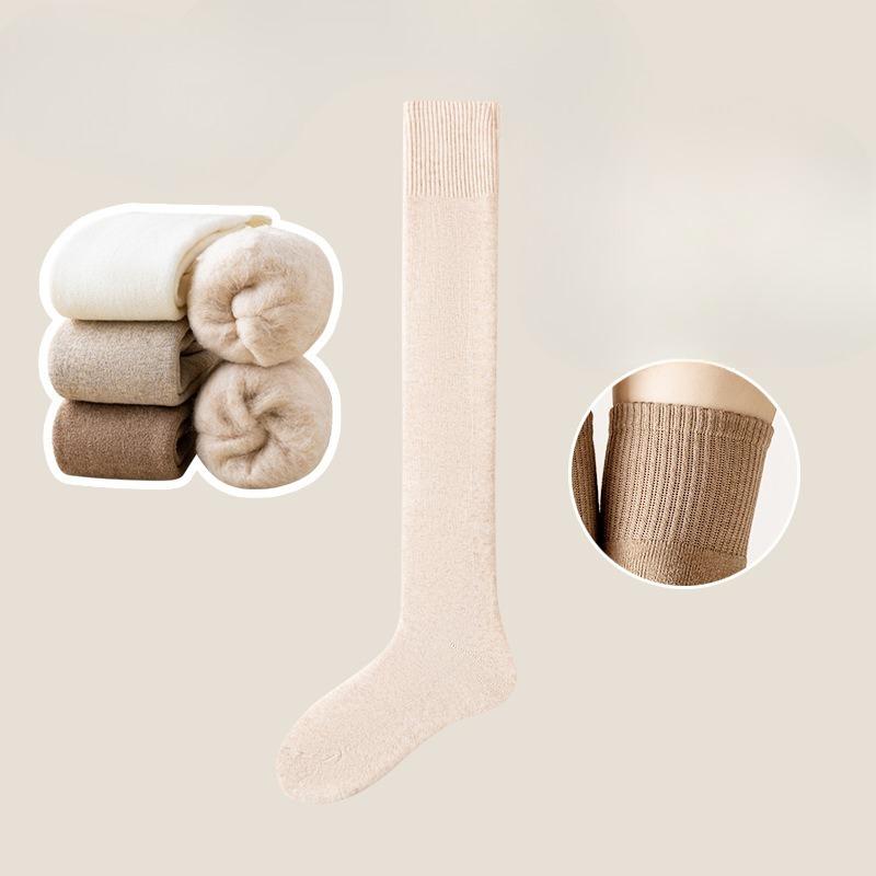 Knee-high Socks for Women, Thickened and Fleece Warm Cashmere Socks, Breathable and Sweat-absorbent High-top Thigh Loop Socks