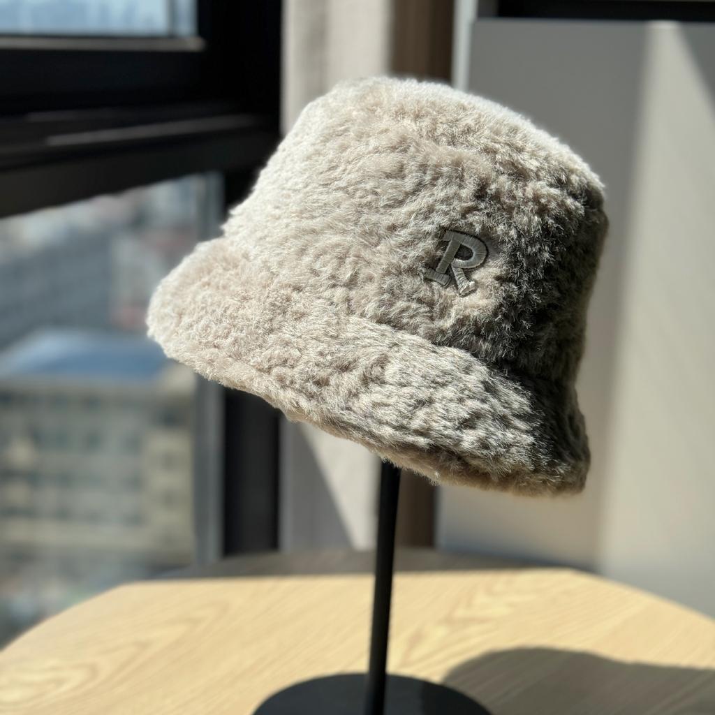 White Plush Hat for Men in Autumn and Winter Imitation Rabbit Fur New Fisherman Hat Men's Korean Style All Match Face Showing Small Cold Hat Basin Hat