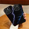 Vertical Grain Leather Shell Flashlight Blue Sea Printed Patterned Shockproof Soft Silicone Case with Camera Lens Full Protection for iPhone