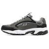 Stamina Mesh Leather Comfortable Versatile Low-Top Casual Shoes Men Sneaker Gray Black 50988-CCBK