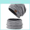 Conjunto de Gorro e Cachecol Tricotado Para Aquecimento no Inverno Com Proteção de Pescoço à Prova de Vento Para Uso Casual e Fashion