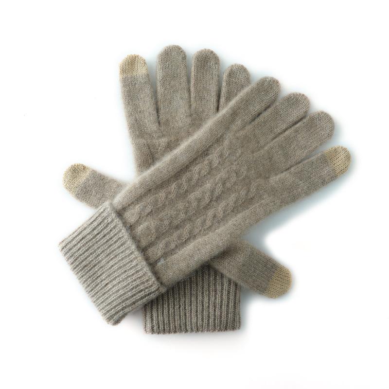 Touch Screen Gloves Cashmere Autumn and Winter New Style Unisex Striped Warm Cycling Windproof Knitted Five finger