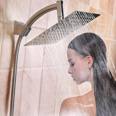 Water Saving High Pressure Square Shower Kit, 201 Stainless Steel Shower Sprayer With 1.5 Meter Anti-Corrosion Shower Hose And Fixed Bracket