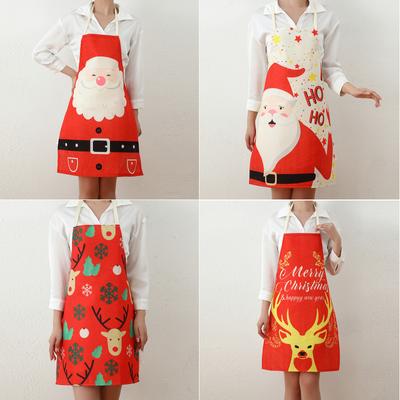 Christmas Decorations Fabric Print Santa Claus Christmas Apron Restaurant Bar Party Atmosphere Decorations
