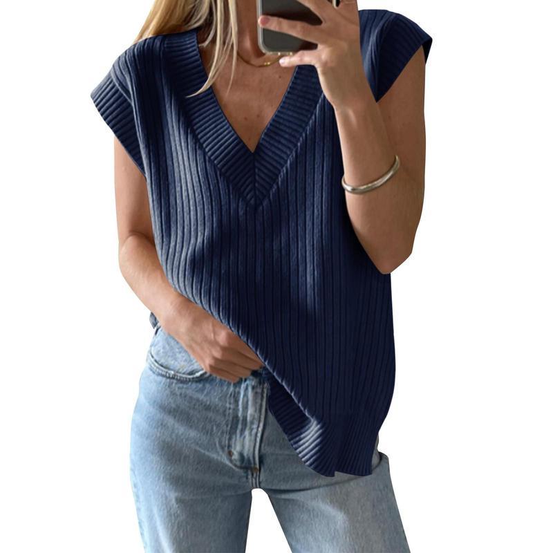 Ladies' V-neck Casual Knit Vest Top