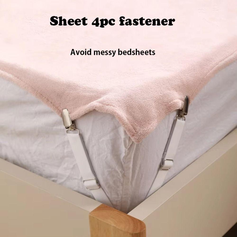 4PCS Durable Bed Sheet Clips Adjustable Elastic Fitted Bedding Clips  For Home Hotel