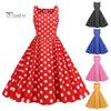 Vrouwenjurk Retro A-lijn Grote Swing Strak Hoge Taille Mouwloos Vierkante Hals Stippenprint Achterkant Rits Contrasterende Kleur 50s 60s Feest Bruiloft Prom Baljurk