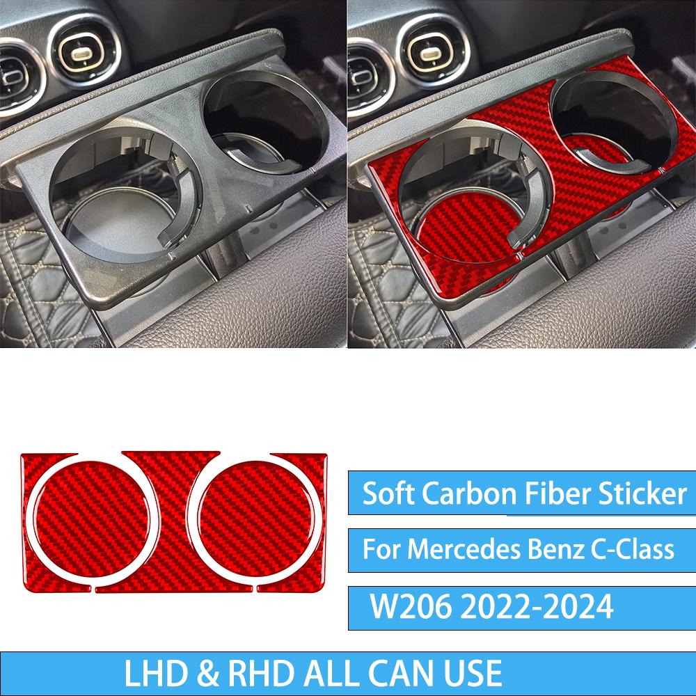 For Mercedes Benz C-Class W206 -2024 Auto Door Trim Seat Adjustment Red Carbon Fiber Decorative Car Accessory Sticker