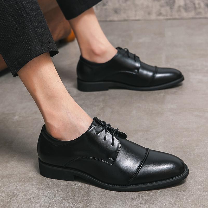Men's Large Size Derby Formal Leather Shoes for Office, Wedding, and Banquet