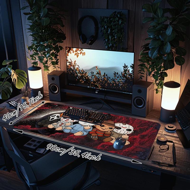 1Pc Horror Icons Space Gaming Mouse Pad Keyboard Desk Mat Non-slip Rubber Lock Edge Waterproof Computer Mousepad for Office Home Decor Y1336
