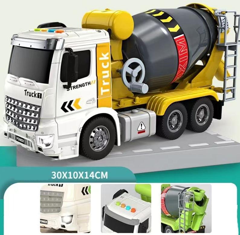 Simulation Inertial Engineering Truck Cement Mixing Discharge Acousto-optic Concrete Set Toy Car Toys For Kids 2 To 4 Years Old