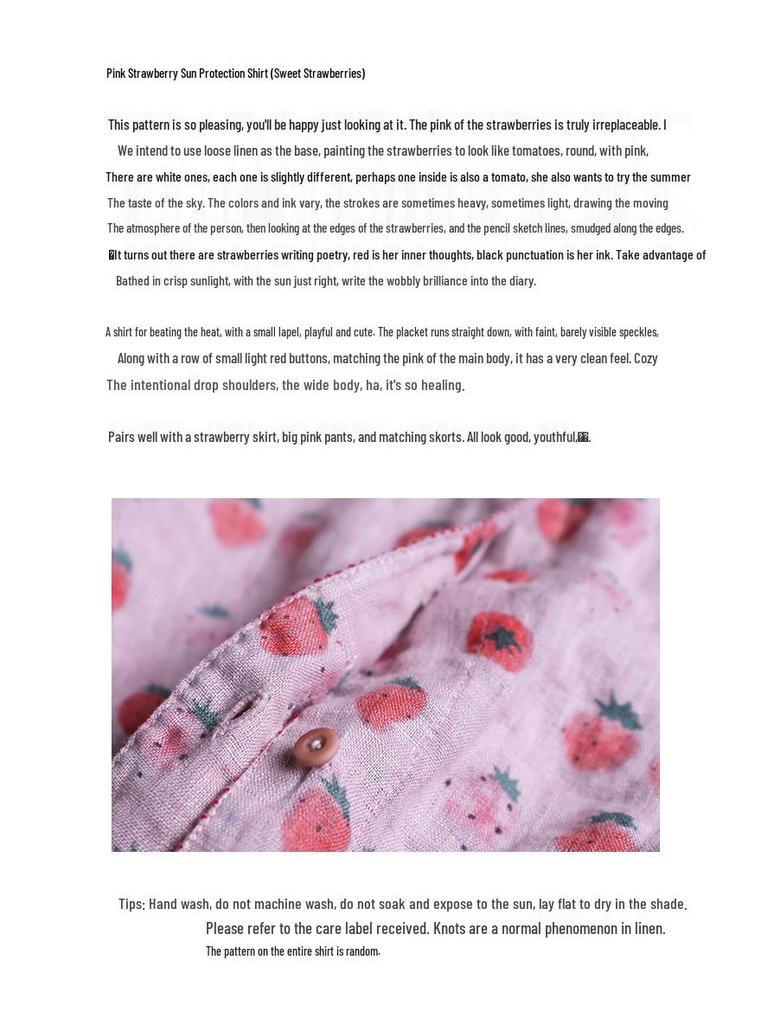 Strawberry Pink Retro Linen Cardigan: Versatile Summer Sun Protection Top